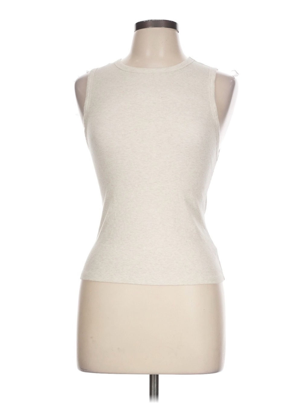 American Eagle Outfitters Cream Ribbed Crewneck Tank